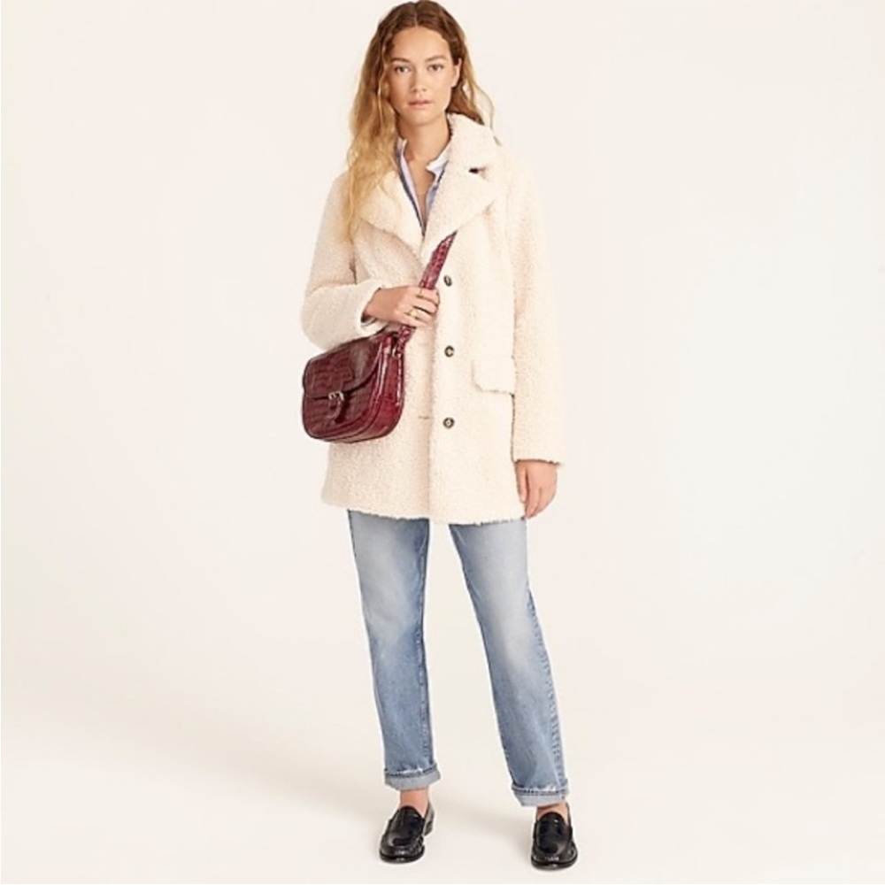 J.CREW Sherpa Ivory Teddy Coat Jacket Size XS